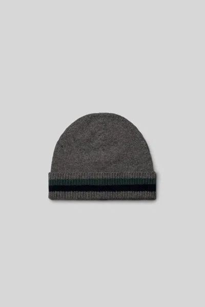 Robert Barakett Scott Cashmere Knit Hat With Stripe In Gray