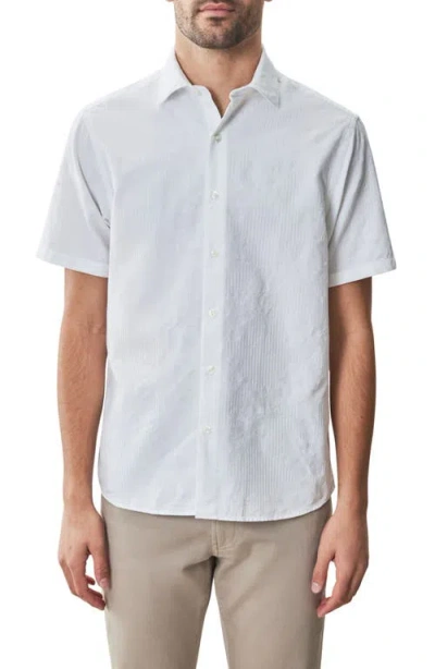 Robert Barakett Silverlake Short Sleeve Woven Button-up Shirt In White