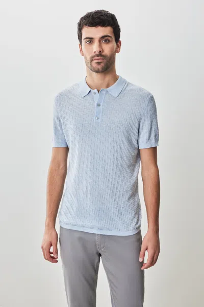 Robert Barakett Skelling Sweater Polo In Pale Blue