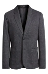Robert Barakett Slayton Charcoal Grey Glen Check Knit Cotton & Wool Blend Sport Coat In Gray