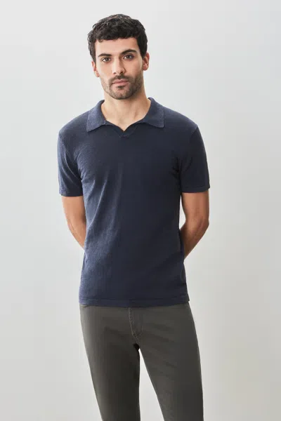 Robert Barakett South Shore Open Collar Sweater Polo In Navy