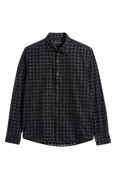 Robert Barakett Southland Plaid Corduroy Button-up Shirt In Black