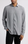 Robert Barakett Stelton Windowpane Check Button-up Shirt In Grey