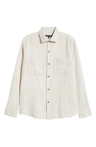 Robert Barakett Sunset Plaid Cotton & Linen Button-up Shirt In Cream