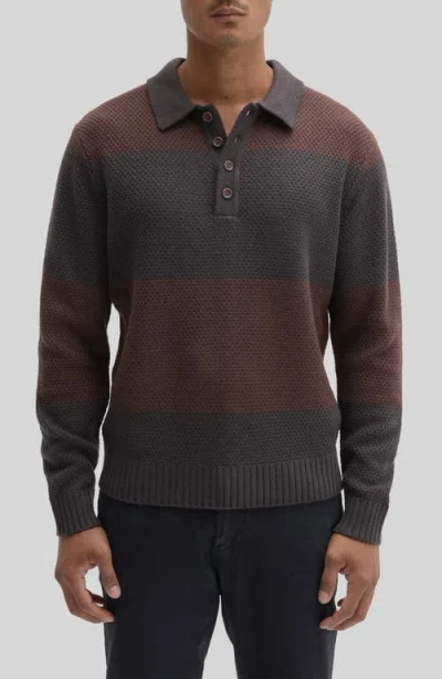 Robert Barakett Sylvestro Long Sleeve Polo Sweater In Brown
