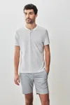 Robert Barakett Tessio Baseball Collar Henley In Light Grey