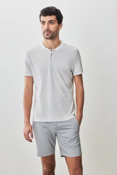 Robert Barakett Tessio Baseball Collar Henley In Light Grey