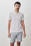 Robert Barakett Tessio Baseball Collar Henley In Light Pink