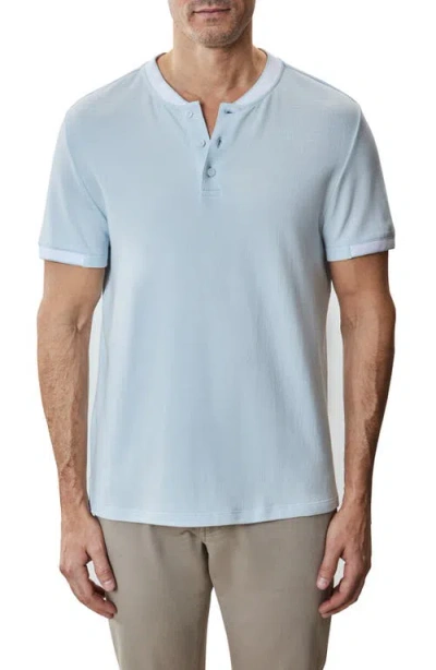 Robert Barakett Tessio Baseball Collar Short Sleeve Henley T-shirt In Light Blue