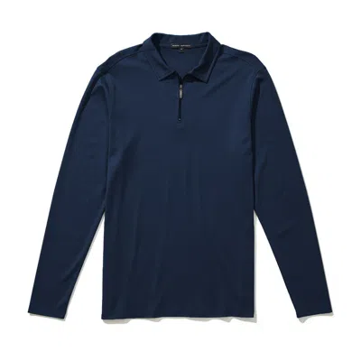 Robert Barakett The Barakett Long-sleeve Zip Polo In Blue Night