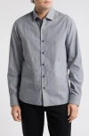 Robert Barakett Theodore Cotton Herringbone Button-up Shirt In Grey