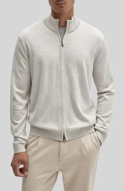 Robert Barakett Thomas Full Zip Merino Wool Sweater In White
