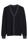 Robert Barakett Thomas Merino Wool Cardigan In Black