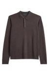 Robert Barakett Thomas Merino Wool Long Sleeve Polo In Brown