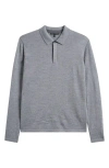 Robert Barakett Thomas Merino Wool Long Sleeve Polo In Gray