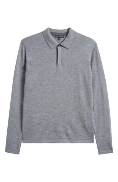 Robert Barakett Thomas Merino Wool Long Sleeve Polo In Gray