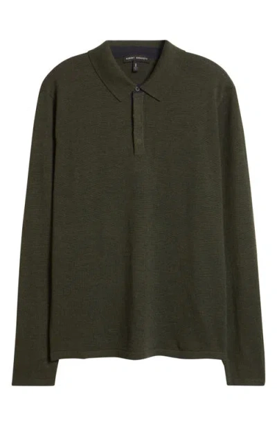 Robert Barakett Thomas Merino Wool Long Sleeve Polo In Green
