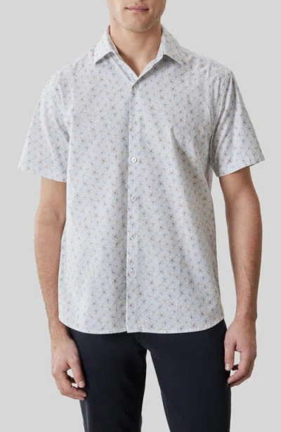 Robert Barakett Turcot Floral Short Sleeve Button-up Shirt In Blue