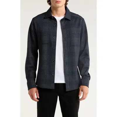 Robert Barakett Upton Plaid Double Knit Overshirt In Blue