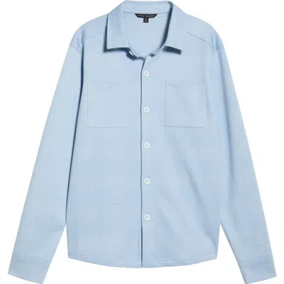 Robert Barakett Upton Plaid Double Knit Overshirt In Blue