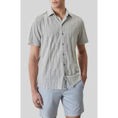 Robert Barakett Vessar Texture Knit Short Sleeve Button-up Shirt In White
