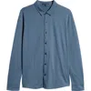 ROBERT BARAKETT ROBERT BARAKETT WARDLOW MICROSTRIPE COTTON BLEND KNIT BUTTON-UP SHIRT