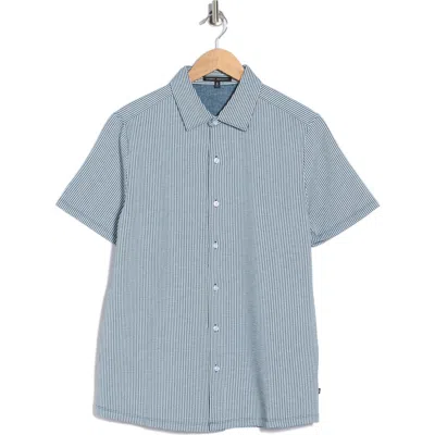 Robert Barakett Wendell Short Sleeve Knit Button-up Shirt In Blue