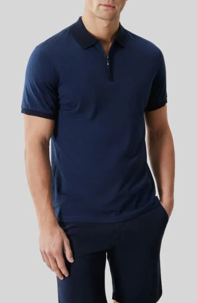 Robert Barakett Whistler Half Zip Polo In Blue