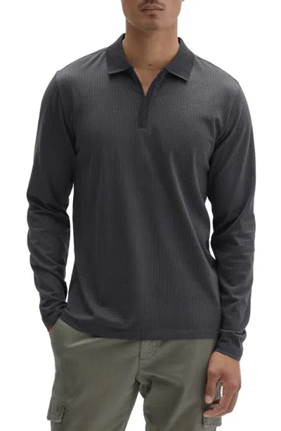 Robert Barakett Whistler Long Sleeve Cotton Polo In Black