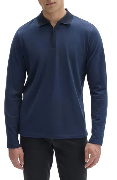 Robert Barakett Whistler Long Sleeve Cotton Polo In Blue
