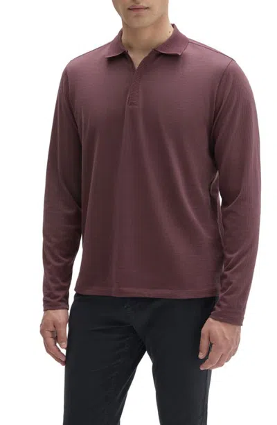 Robert Barakett Whistler Long Sleeve Cotton Polo In Brown