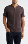Robert Barakett Whitley Short Sleeve Henley In Brown