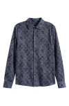 Robert Barakett Zander Knit Button-up Shirt In Blue