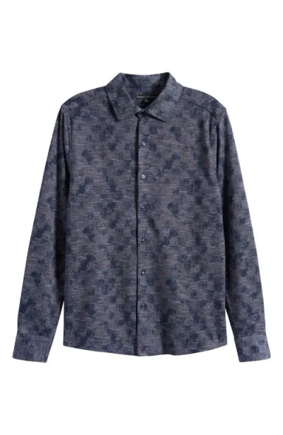 Robert Barakett Zander Knit Button-up Shirt In Blue