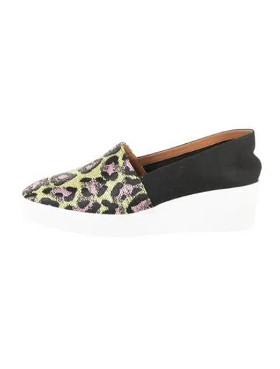 Pre-owned Robert Clergerie Animal Print Loafer Sneakers In Green/white