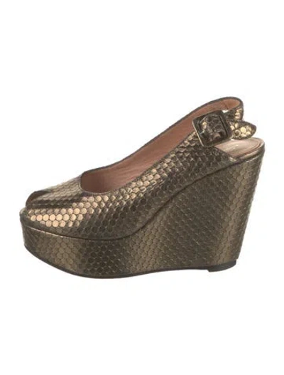 Pre-owned Robert Clergerie Animal Print Pumps In Brown/metallic