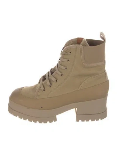 Pre-owned Robert Clergerie Canvas Combat Boots In Neutrals