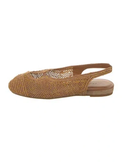 Pre-owned Robert Clergerie Canvas Patterned Slingback Flats In Brown