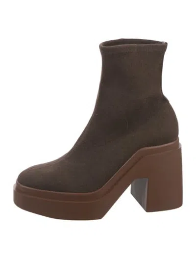 Pre-owned Robert Clergerie Canvas Sock Boots In Brown