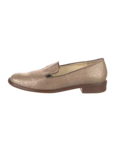 Pre-owned Robert Clergerie Canvas Tweed Pattern Loafers In Brown/metallic