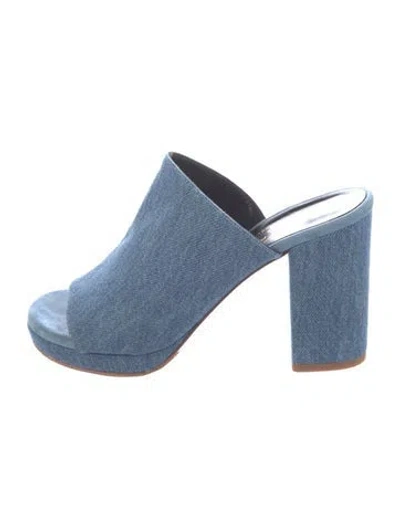 Pre-owned Robert Clergerie Denim Slides In Blue