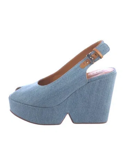 Pre-owned Robert Clergerie Denim Slingback Pumps In Blue