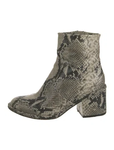 Pre-owned Robert Clergerie Embossed Leather Animal Print Boots In Neutrals