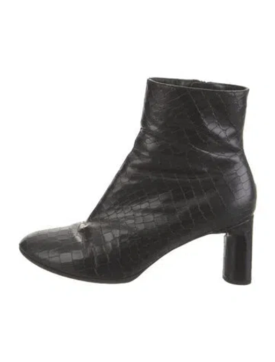 Pre-owned Robert Clergerie Embossed Leather Boots In Black