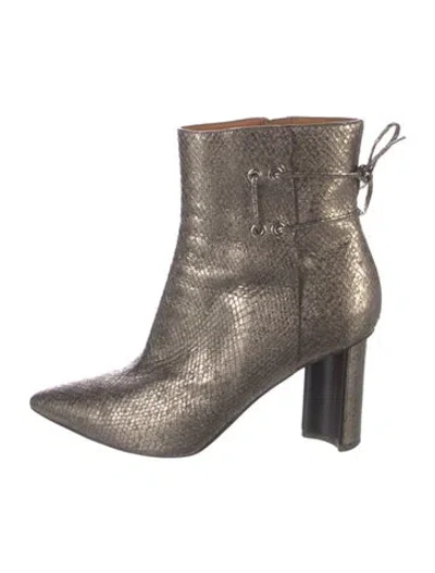 Pre-owned Robert Clergerie Embossed Leather Boots In Gold
