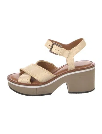 Pre-owned Robert Clergerie Embossed Leather Sandals In Neutral