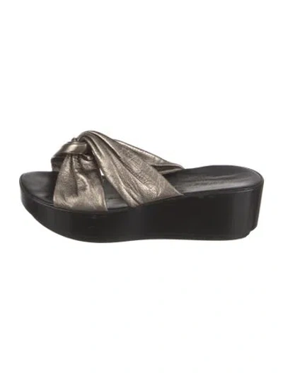 Pre-owned Robert Clergerie Embossed Leather Slides In Multi