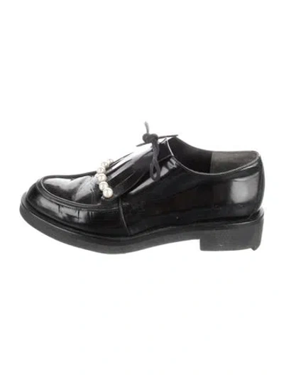 Pre-owned Robert Clergerie Faux Pearl Accents Patent Leather Loafer Sneakers In Black