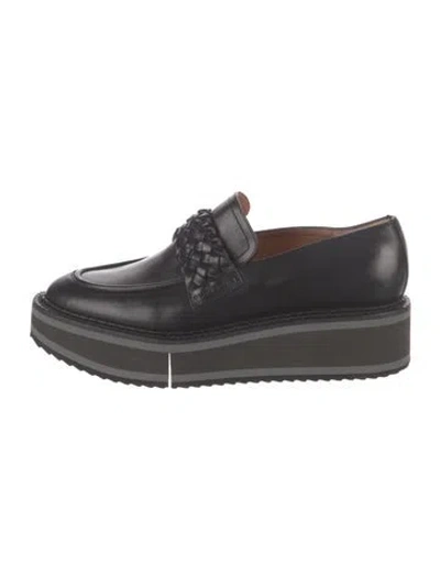 Pre-owned Robert Clergerie Intrecciato Weave Leather Loafers In Black