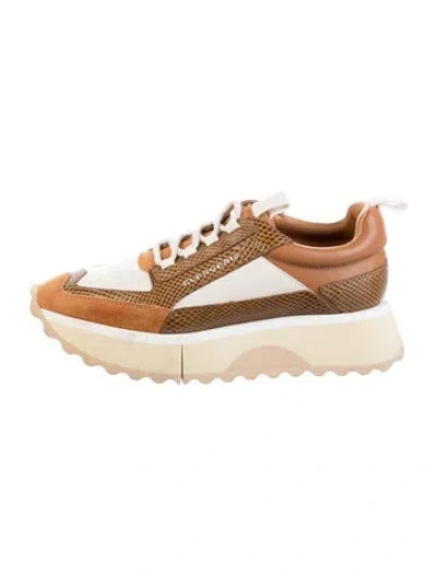 Pre-owned Robert Clergerie Leather Animal Print Chunky Sneakers In Gold